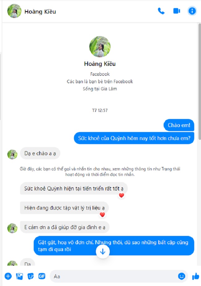 CLB thiện nguyện Ngày Xanh đã chuyển gửi số tiền hỏi thăm ủng hộ của một số nhà hảo tâm đến với bạn Hoàng Bảo Quỳnh